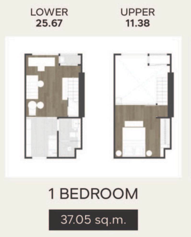รูปแปลนห้อง one bedroom ของโครงการ SO ORIGIN KASET INTERCHANGE