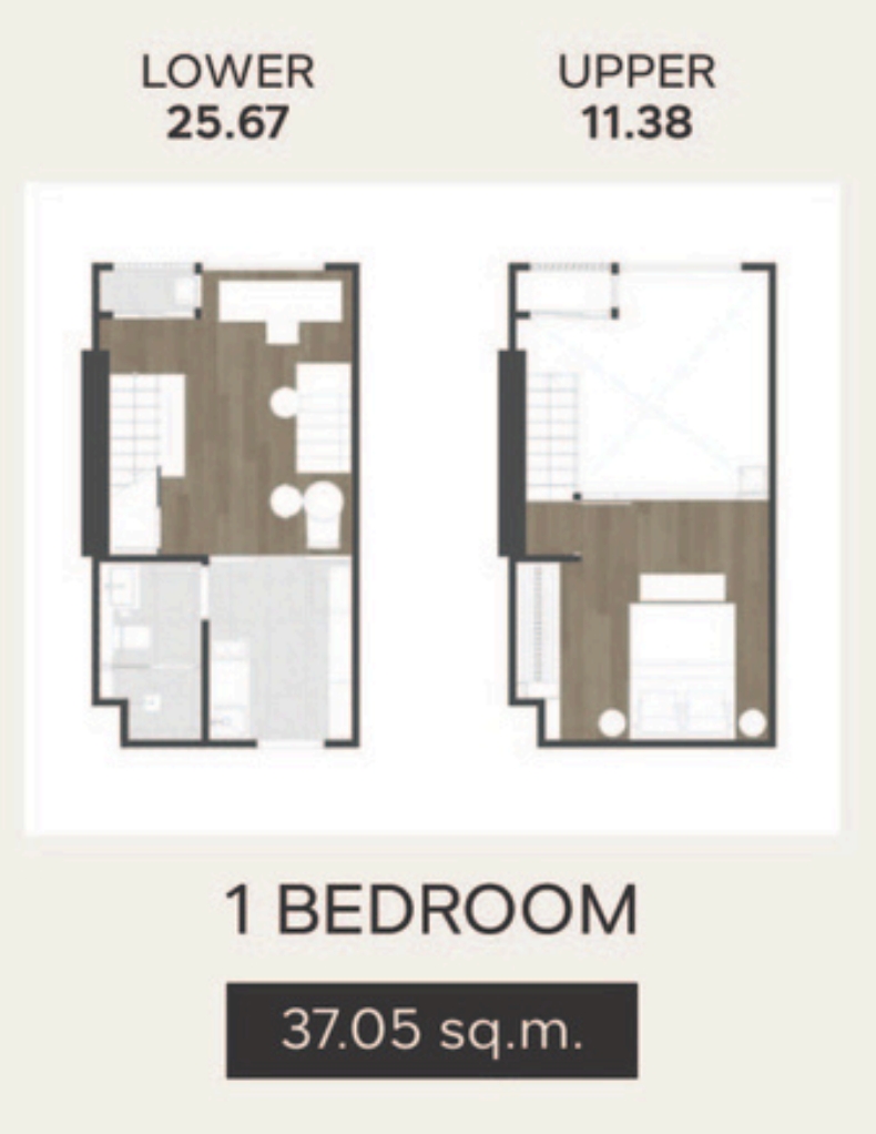 รูปแปลนห้อง one bedroom ของโครงการ SO ORIGIN KASET INTERCHANGE