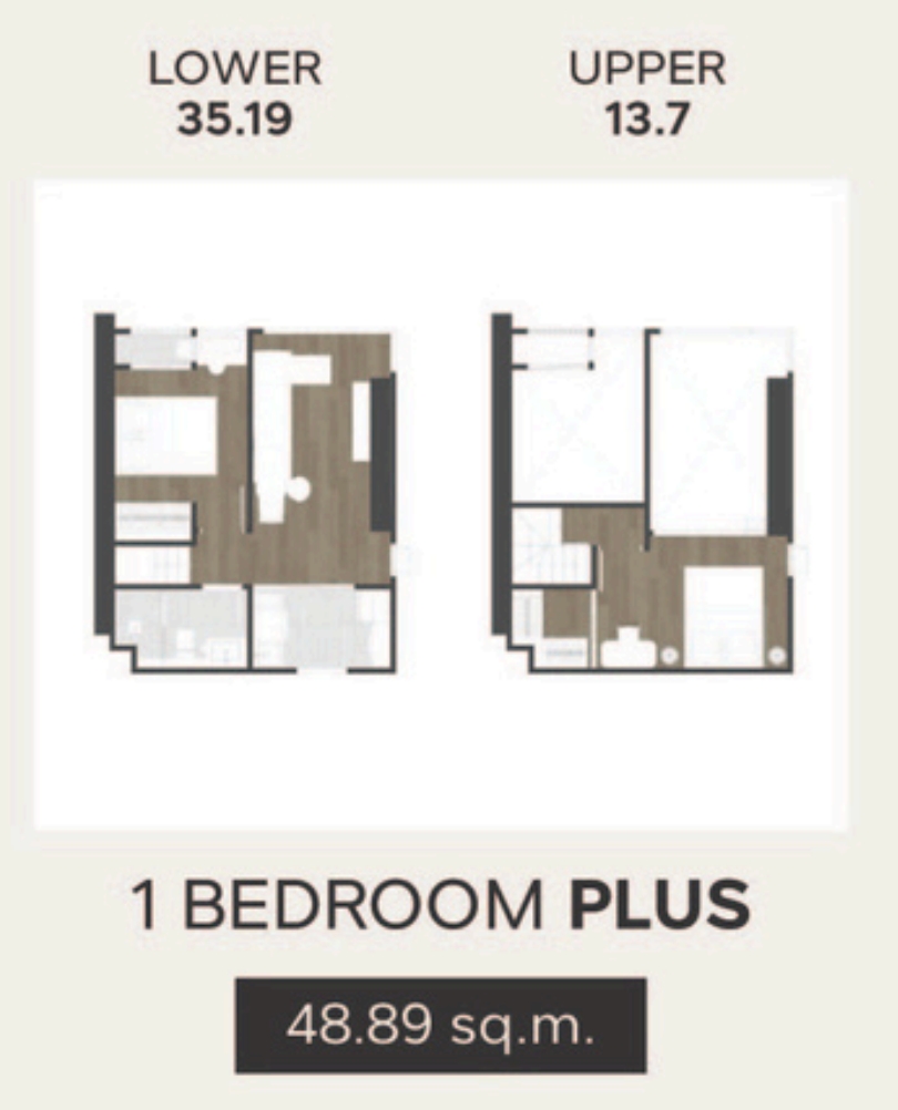 รูปแปลนห้อง one bedroom plus ของโครงการ SO ORIGIN KASET INTERCHANGE