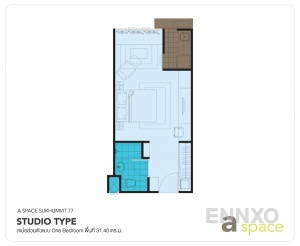 รูปแปลนห้อง Studio ของโครงการ เอ สเปซ สุขุมวิท 77
