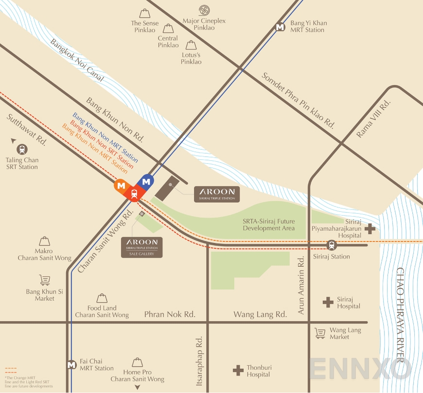 ภาพแผนที่แสดงที่ตั้งโครงการ AROON
(อรุณ) และสถานที่โดยรอบ