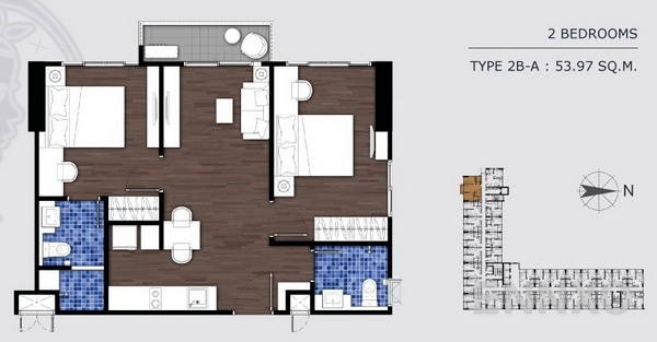 รูปแปลนห้อง 2 Bedroom ของโครงการ Artemis Sukhumvit 77