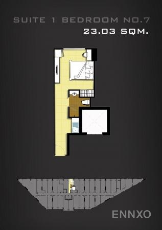 รูปแปลนห้อง Suite 1 Bedroom No.7 ของโครงการ อัสสกาญจน์เพลส ศรีนครินทร์