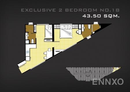 รูปแปลนห้อง Exclusive 2 Bedroom No.18 ของโครงการ อัสสกาญจน์เพลส ศรีนครินทร์