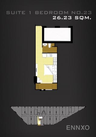 รูปแปลนห้อง Suite 1 Bedroom No.23 ของโครงการ อัสสกาญจน์เพลส ศรีนครินทร์