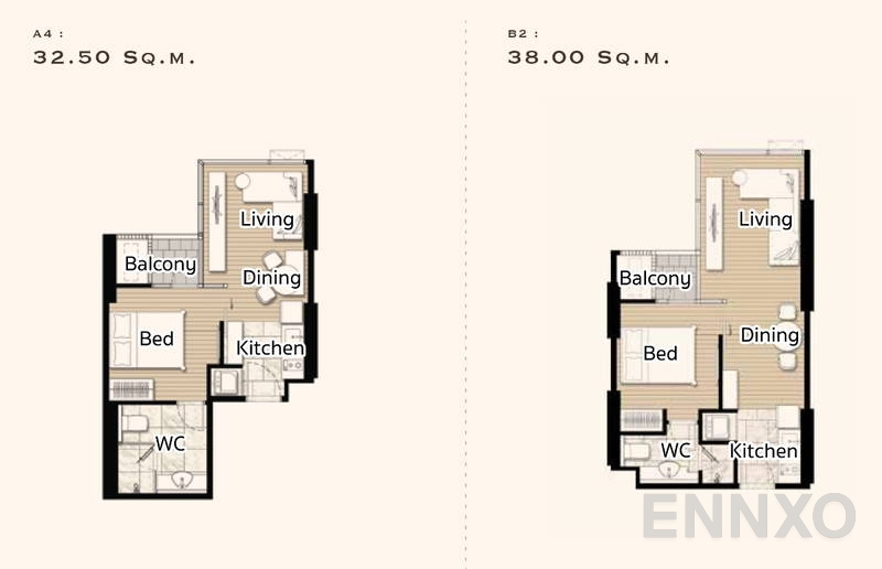 รูปแปลนห้อง 1 Bedroom ของโครงการ แอชตัน อโศก - พระราม 9