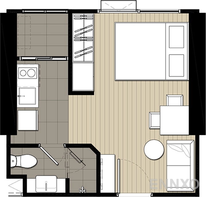 รูปแปลนห้อง 1 Bedroom ของโครงการ แอชตัน จุฬา สีลม