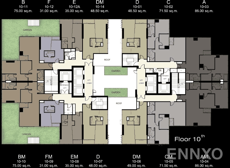 แปลนชั้น 10th Floor ของโครงการ แอชตัน สีลม