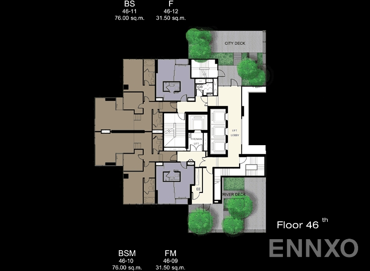 แปลนชั้น 46th Floor ของโครงการ แอชตัน สีลม
