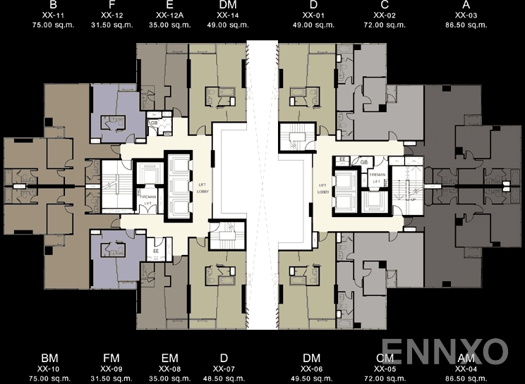 แปลนชั้น 22nd, 24th, 26th, 28th, 30th Floor ของโครงการ แอชตัน สีลม