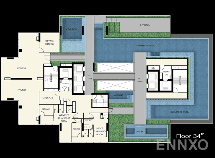 แปลนชั้น 34th Floor ของโครงการ แอชตัน สีลม