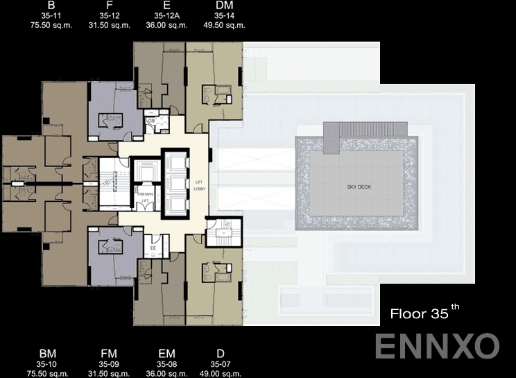 แปลนชั้น 35th Floor ของโครงการ แอชตัน สีลม