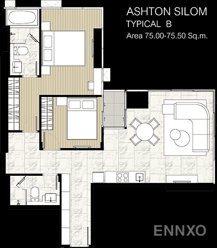 รูปแปลนห้อง B ของโครงการ แอชตัน สีลม