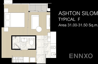 รูปแปลนห้อง F ของโครงการ แอชตัน สีลม