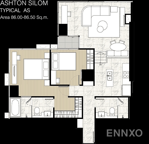 รูปแปลนห้อง AS ของโครงการ แอชตัน สีลม