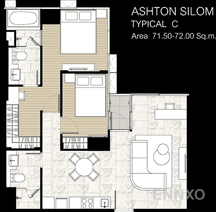 รูปแปลนห้อง C ของโครงการ แอชตัน สีลม
