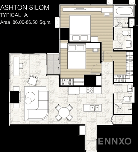 รูปแปลนห้อง A ของโครงการ แอชตัน สีลม