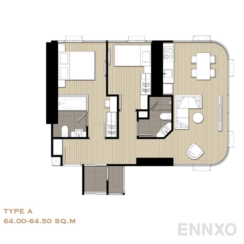 รูปแปลนห้อง Type A โครงการ แอชตัน อโศก