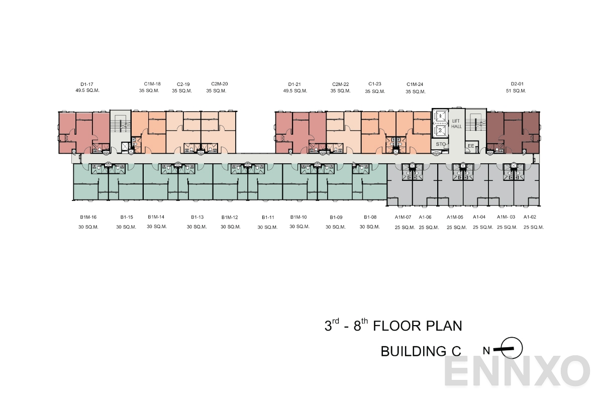 แปลนชั้น 3rd-8th-floorplan ของโครงการ แอสปาย อโศก - รัชดา