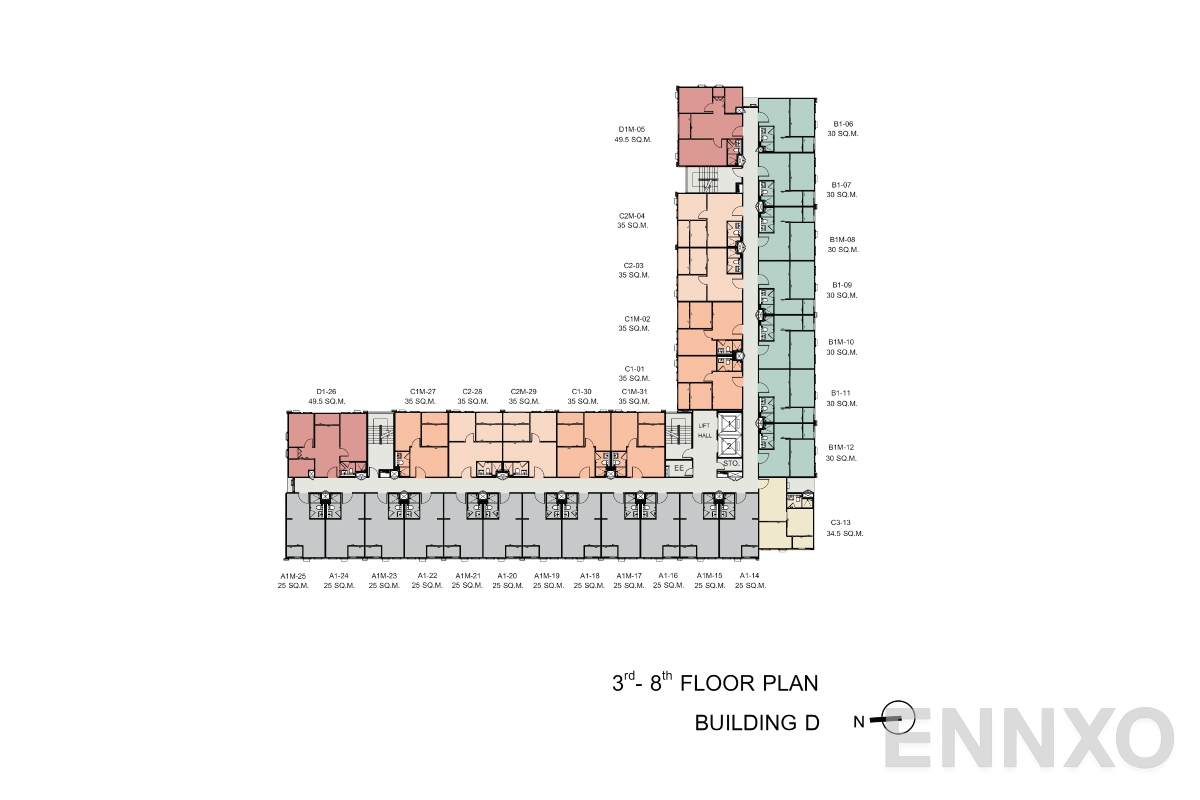 แปลนชั้น 3rd-8th-floorplan ของโครงการ แอสปาย อโศก - รัชดา