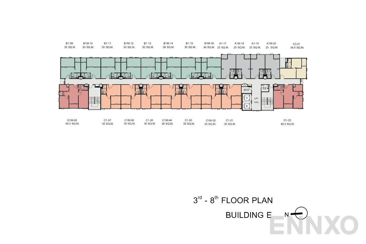 แปลนชั้น 3rd-8th-floorplan ของโครงการ แอสปาย อโศก - รัชดา