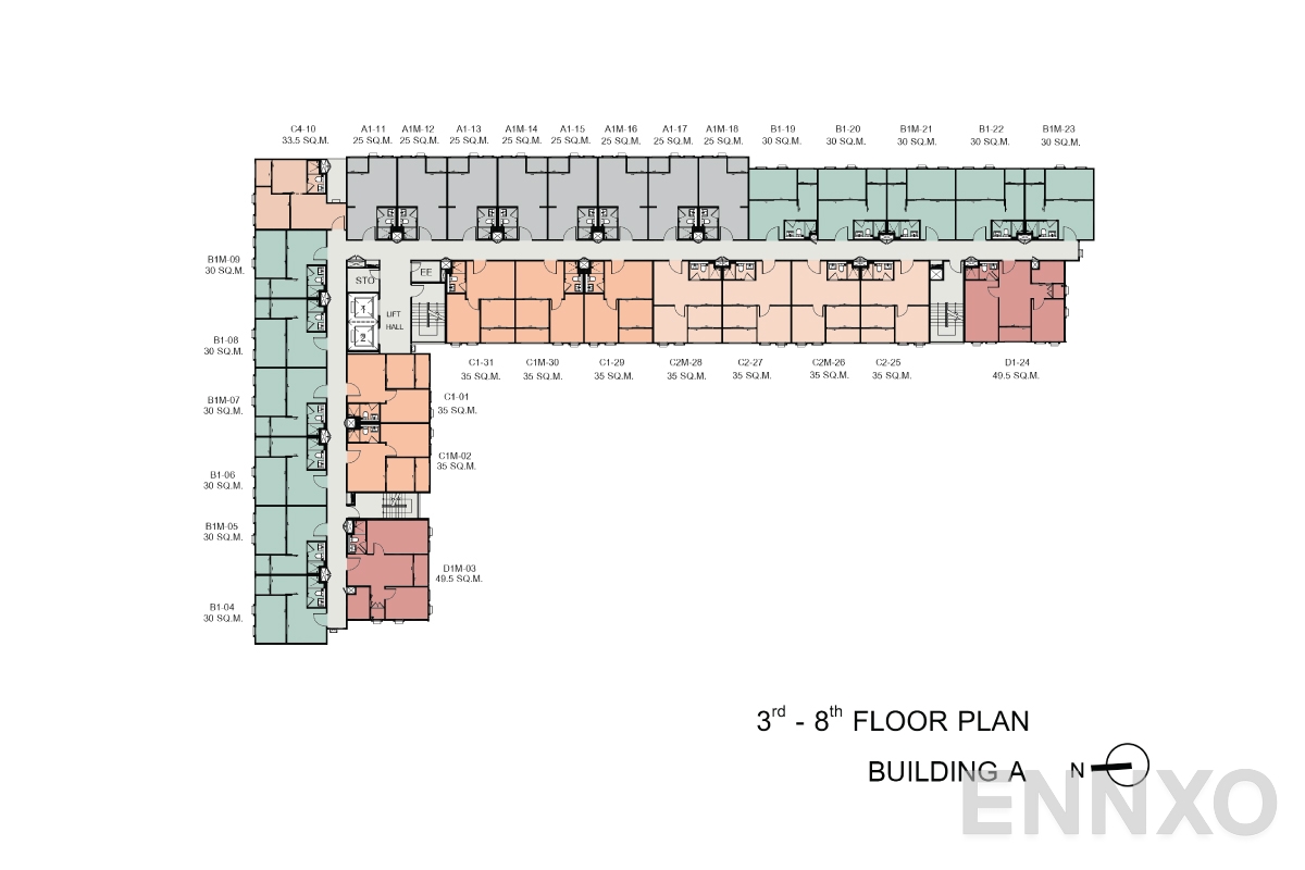 แปลนชั้น 3rd-8th-floorplan ของโครงการ แอสปาย อโศก - รัชดา