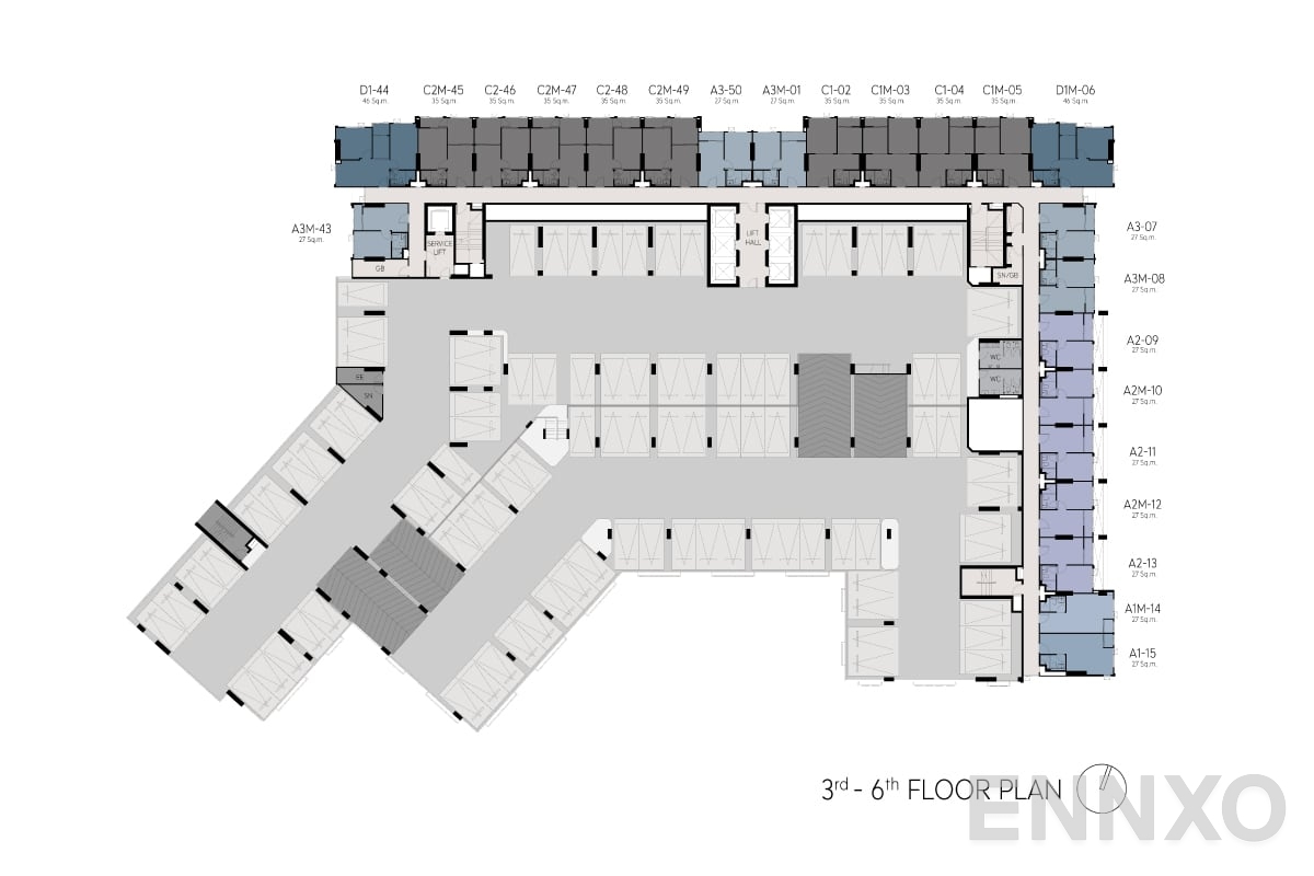 แปลนชั้น 3rd-6th-Floor ของโครงการ Aspire Erawan Prime