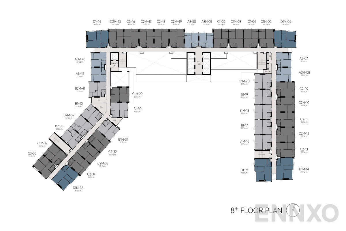 แปลนชั้น 8th-Floor-plan ของโครงการ Aspire Erawan Prime