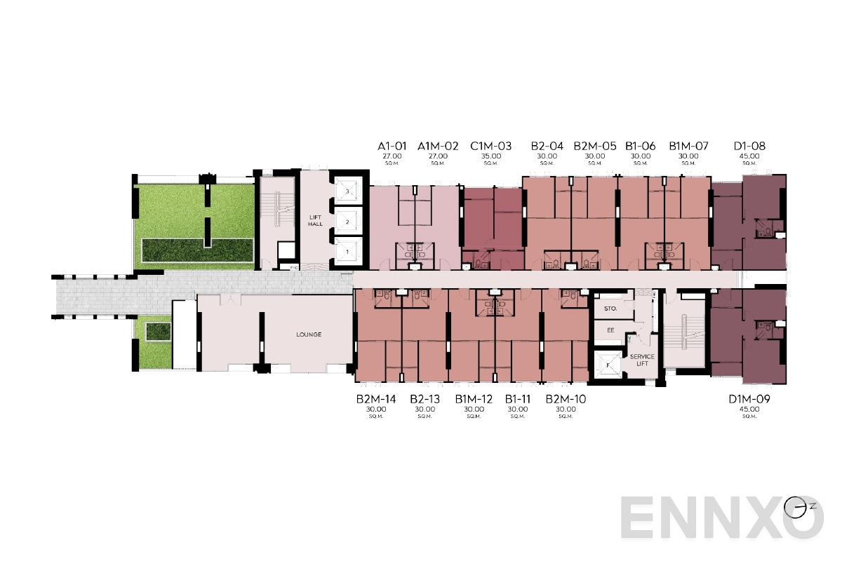 แปลนชั้น 15th floor ของโครงการ ASPIRE Huai Khwang