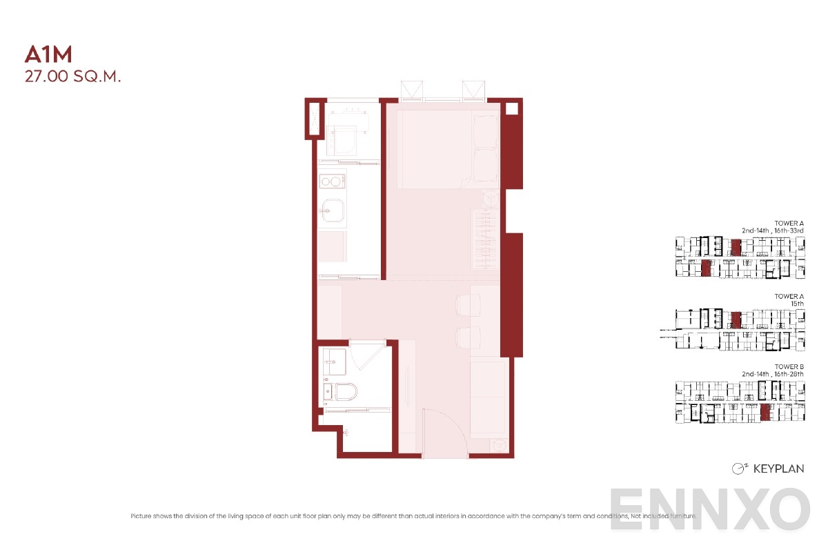 รูปแปลนห้อง A2 ของโครงการ ASPIRE Huai Khwang