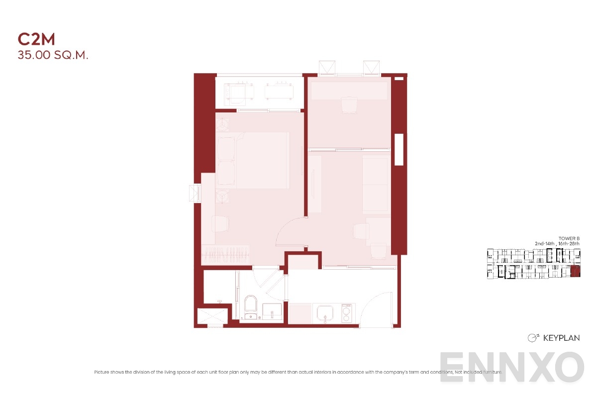 รูปแปลนห้อง C2M ของโครงการ ASPIRE Huai Khwang
