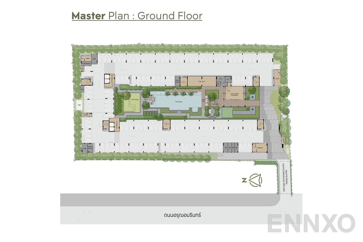 แปลนชั้น Ground Floor Plan ของโครงการ แอสปาย ปิ่นเกล้า - อรุณอมรินทร์