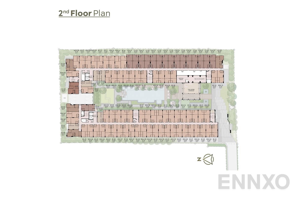 แปลนชั้น 2nd Floor Plan ของโครงการ แอสปาย ปิ่นเกล้า - อรุณอมรินทร์