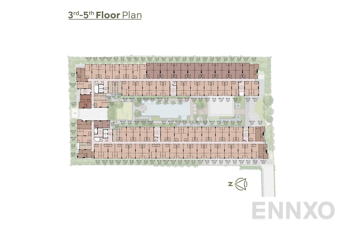 แปลนชั้น 3rd - 5 th Floor Plan ของโครงการ แอสปาย ปิ่นเกล้า - อรุณอมรินทร์