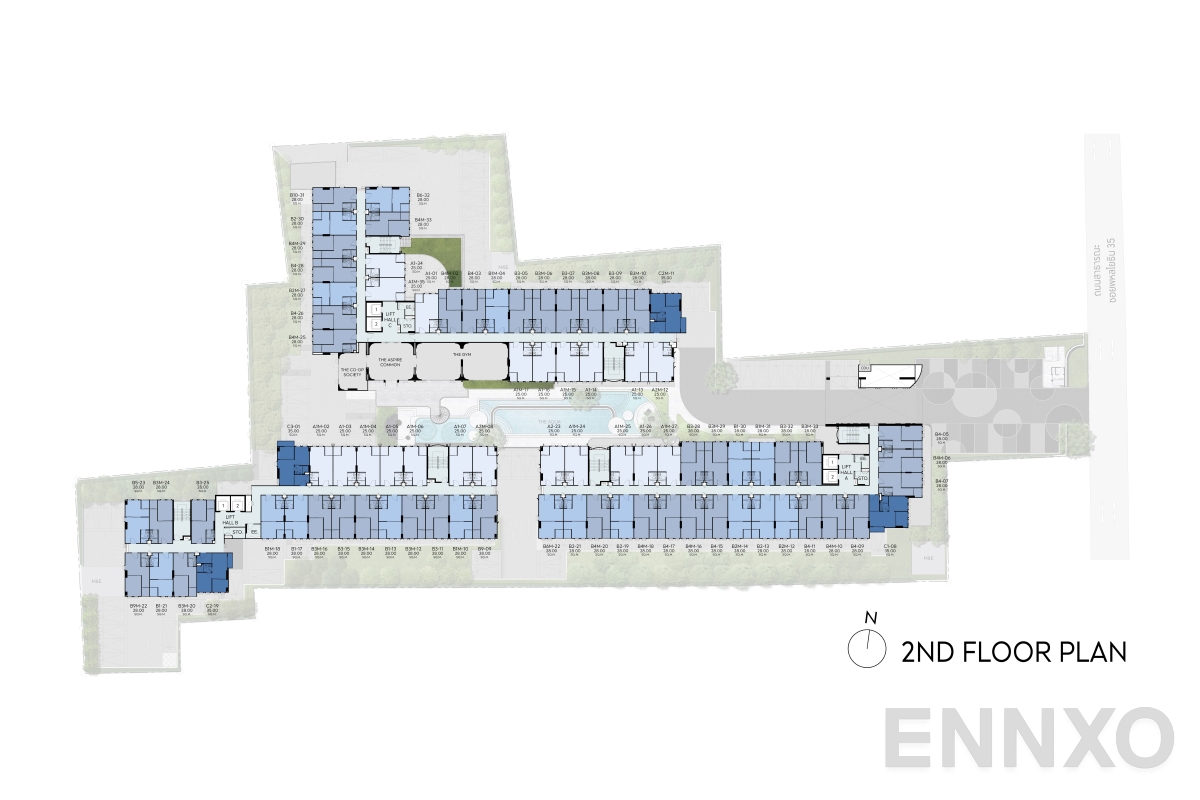 แปลนชั้น 2nd FLOOR PLAN ของโครงการ Aspire Ratchayothin