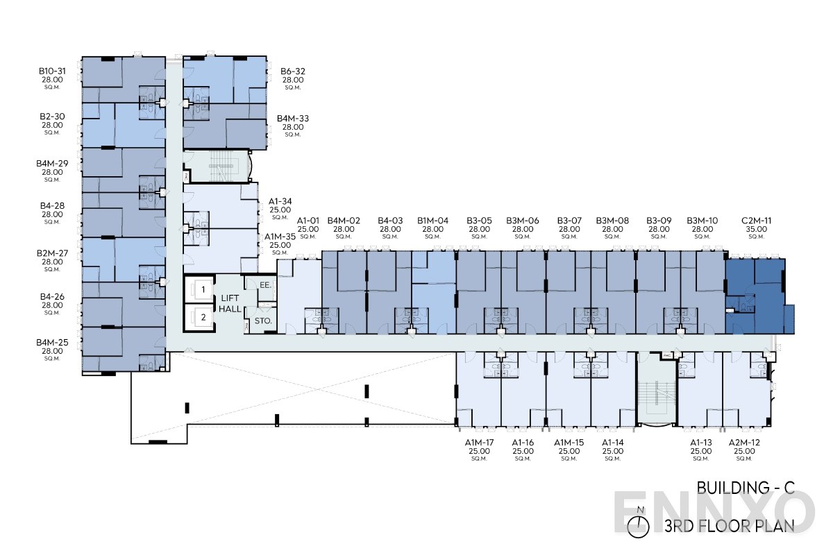 แปลนชั้น 3rd FLOOR PLAN ของโครงการ Aspire Ratchayothin