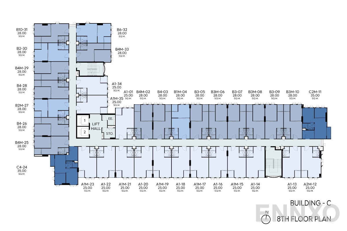 แปลนชั้น 8th FLOOR PLAN ของโครงการ Aspire Ratchayothin