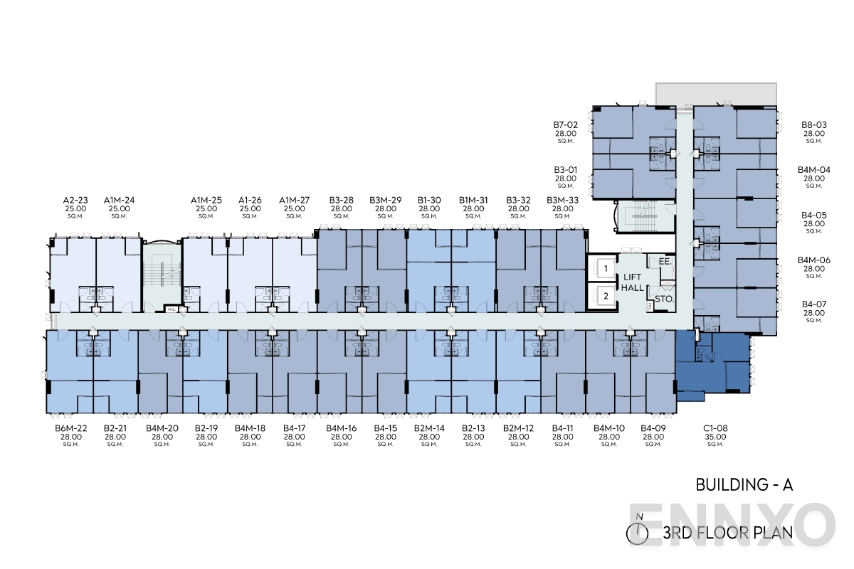 แปลนชั้น 3rd FLOOR PLAN ของโครงการ Aspire Ratchayothin