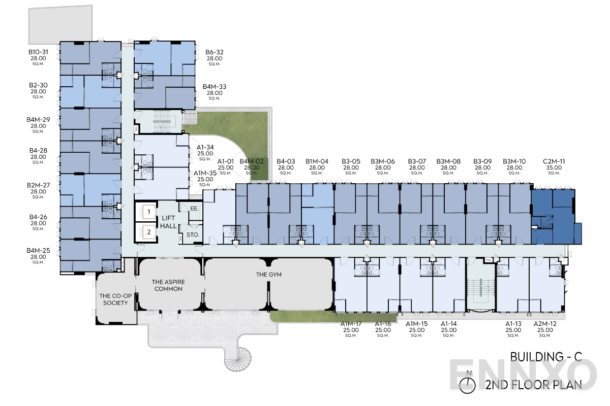 แปลนชั้น 2nd FLOOR PLAN ของโครงการ Aspire Ratchayothin