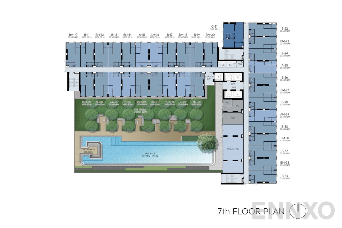 แปลนชั้น RTB-3_7th-Facility ของโครงการ แอสปาย รัตนาธิเบศร์-เวสต์ตัน