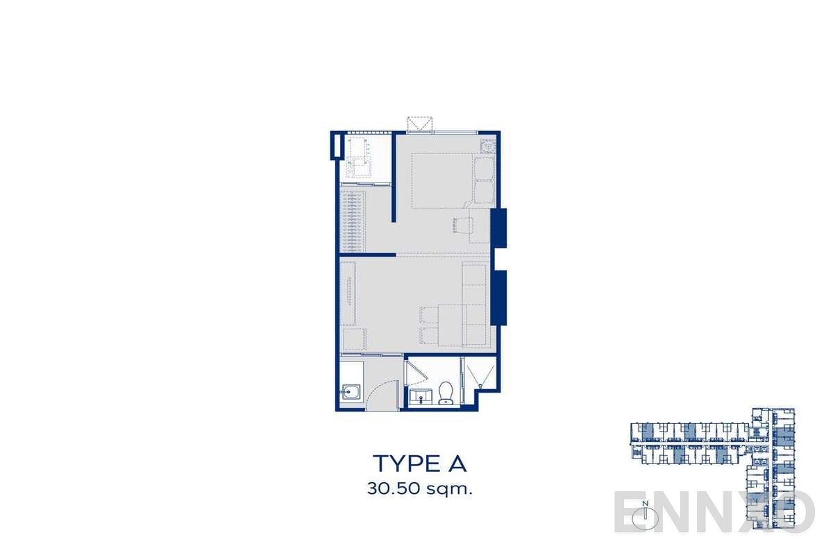 รูปแปลนห้อง RTB-3_Unit Type A ของโครงการ แอสปาย รัตนาธิเบศร์-เวสต์ตัน