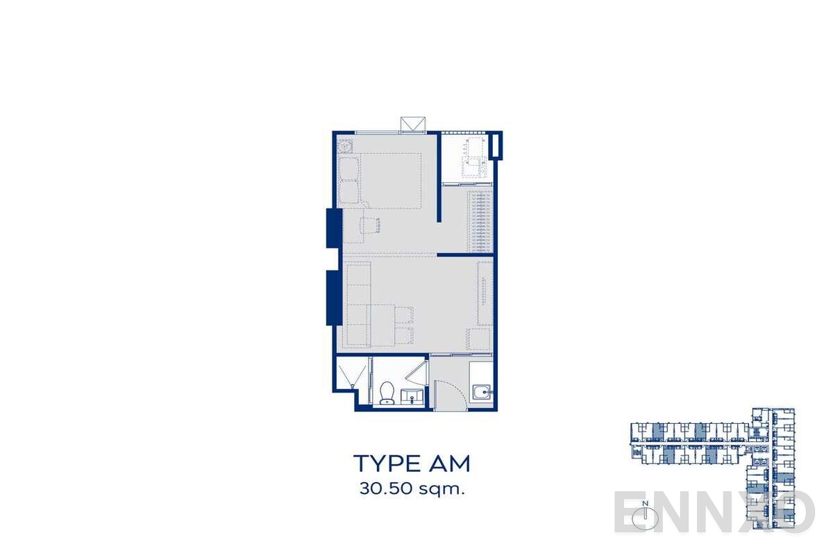 รูปแปลนห้อง RTB-3_Unit Type AM ของโครงการ แอสปาย รัตนาธิเบศร์-เวสต์ตัน