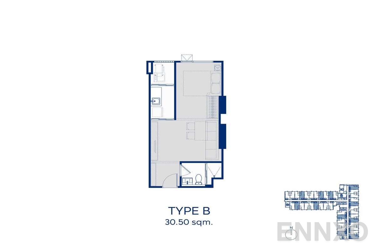 รูปแปลนห้อง RTB-3_Unit Type B ของโครงการ แอสปาย รัตนาธิเบศร์-เวสต์ตัน