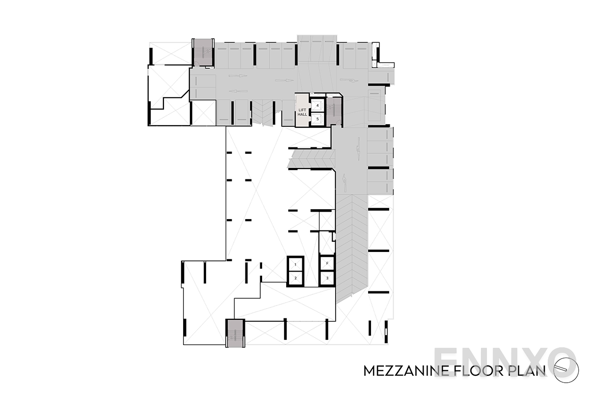 แปลนชั้น 1st Mezzanine floor plan ของโครงการ Aspire Sukhumvit - Rama 4