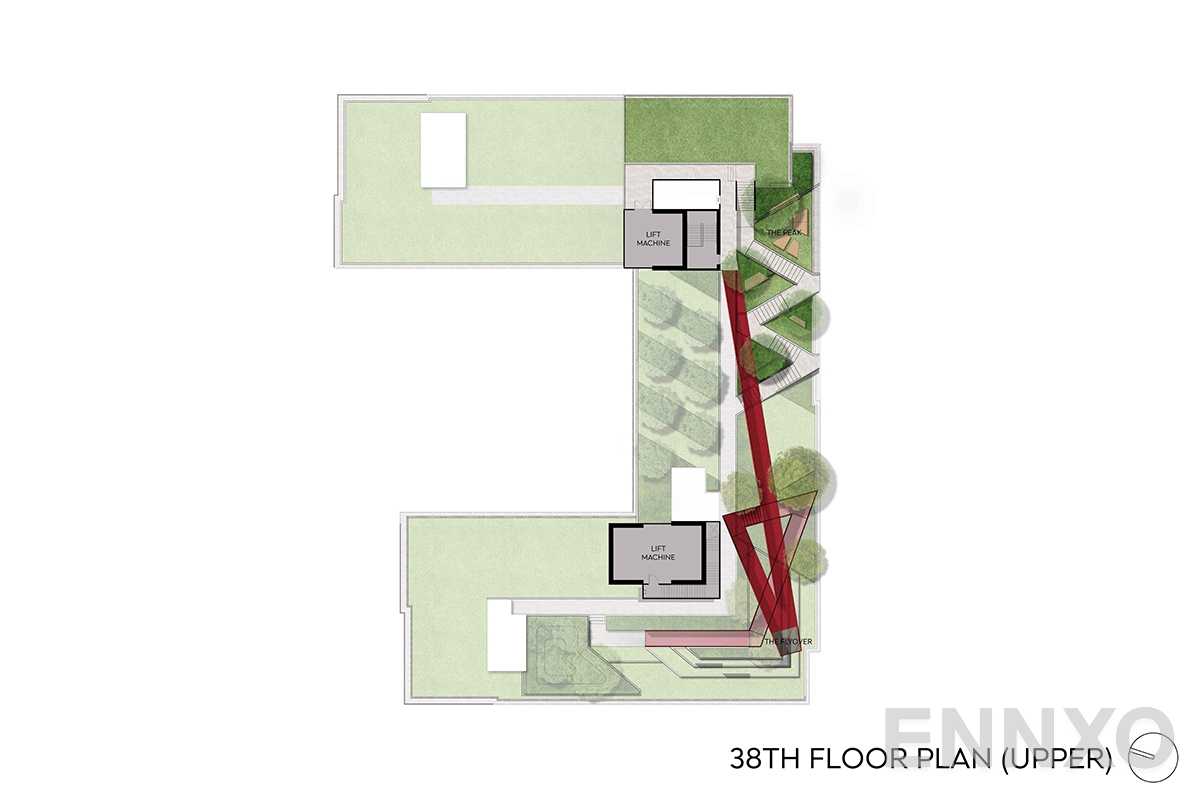 แปลนชั้น 38th Upper floor plan ของโครงการ Aspire Sukhumvit - Rama 4