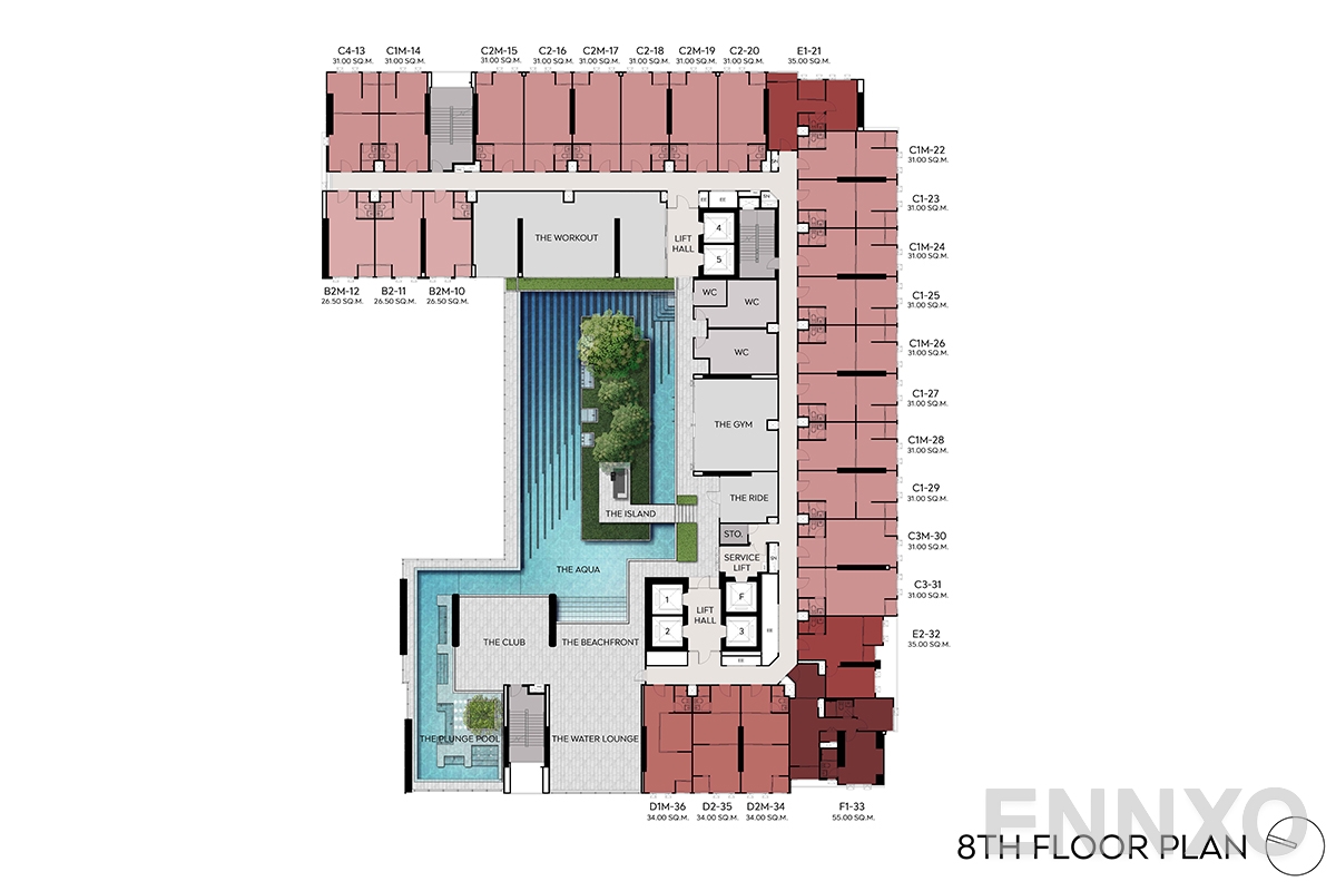 แปลนชั้น 8th Floor ของโครงการ Aspire Sukhumvit - Rama 4