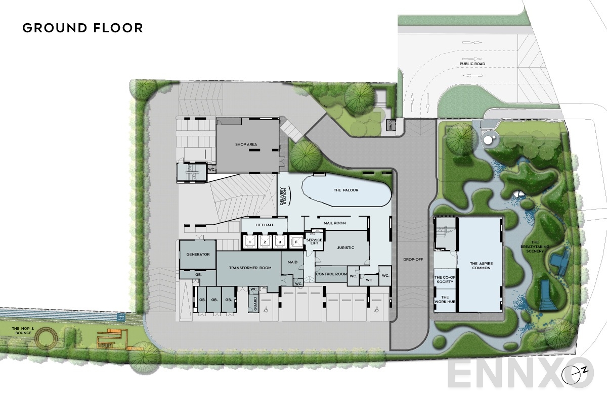 แปลนชั้น Ground Floor ของโครงการ แอสปาย วิภา - วิคตอรี่