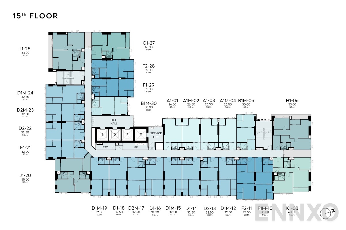 แปลนชั้น 15th Floor ของโครงการ แอสปาย วิภา - วิคตอรี่
