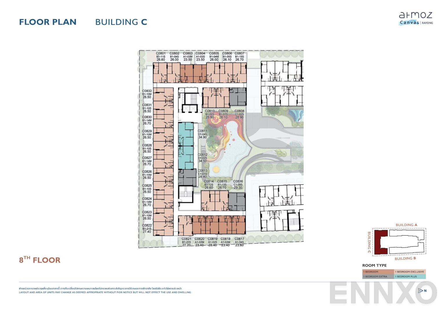 แปลนชั้น 8th Floor ของโครงการ Atmoz Canvas Rayong
