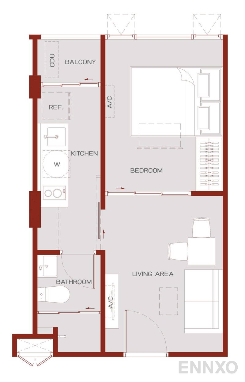 รูปแปลนห้อง 1 Bedroom Exclusive ของโครงการ แอทโมซ แจ้งวัฒนะ